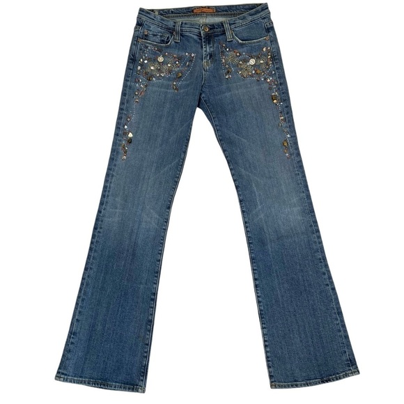 VERTIGO Paris Y2K Bootcut Bling Jeans Heavily Beaded Low Rise Stage Western - Picture 11 of 16